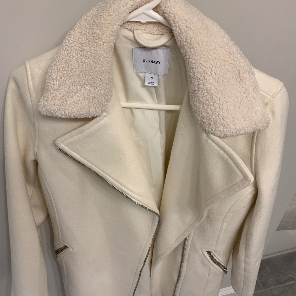 Old Navy Womens Size XS White Cream Peacoat with zipper